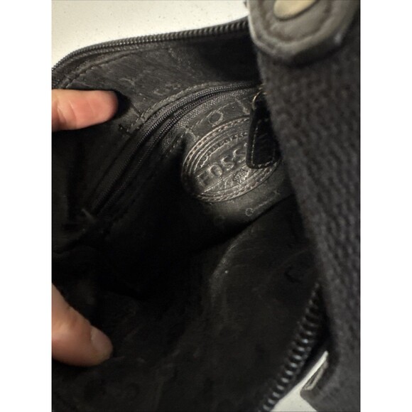 Vintage Fossil Maddox Mini Crossbody Purse Bag Keyhole Messenger Black Leather - Picture 5 of 5